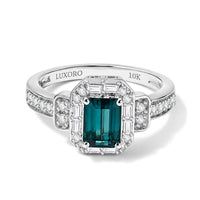 Luxoro 10K White Gold AAA Monte Belo Indicolite, Diamond (I2) (0.35 cts) Ring (Size 10.0) 1.40 ctw