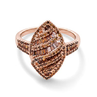 D''Joy Natural Red Diamond 1.00 ctw Ring in 18K Vermeil Rose Gold Over Sterling Silver (Size 8.0)