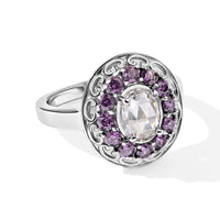 EverTrue Simulated White and Amethyst Color Diamond Ring in Stainless Steel (Size 10.0)
