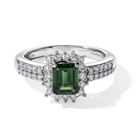 AAA Mint Tourmaline and Luxuriant Lab Grown Diamond G-H SI 1.50 ctw Ring in Rhodium Over Sterling Silver (Size 10.0)