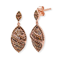 D''Joy Natural Red Diamond 1.00 ctw Earrings in 18K Vermeil Rose Gold Over Sterling Silver