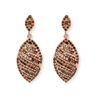 D''Joy Natural Red Diamond 1.00 ctw Earrings in 18K Vermeil Rose Gold Over Sterling Silver