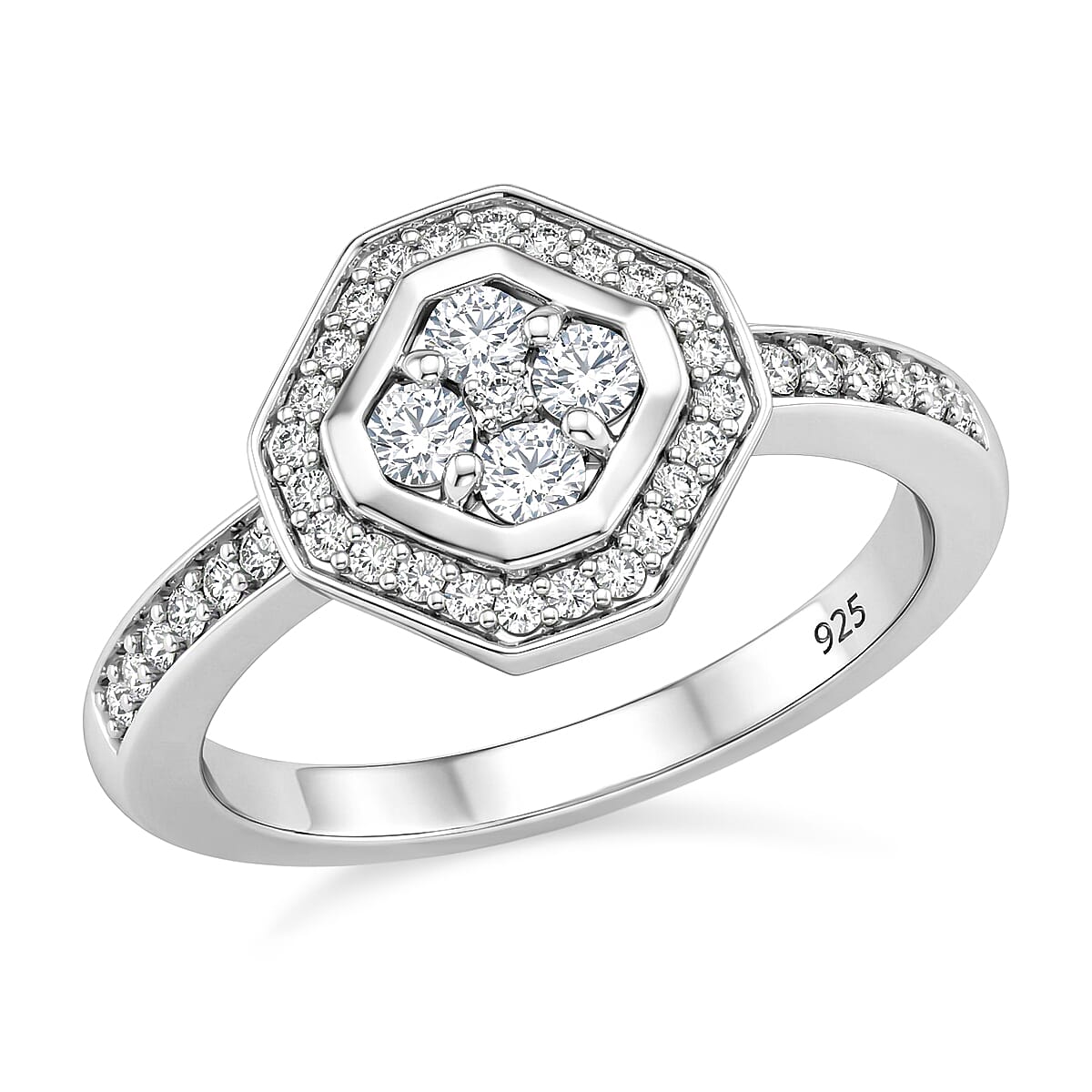 Moissanite 0.40 ctw Ring in Platinum Over Sterling Silver (Size 5.5)