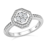 Moissanite 0.40 ctw Ring in Platinum Over Sterling Silver (Size 5.5)