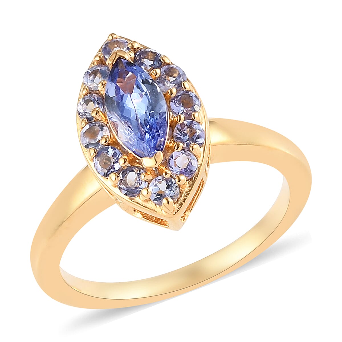 Tanzanite Fancy Ring in Vermeil Yellow Gold Over Sterling Silver (Size 9.0) 1.00 ctw (1)