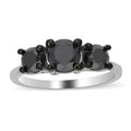 TLV Black Diamond (IR) Trilogy Ring in Platinum Over Sterling Silver (Size 11.0) 2.00 ctw - Sticky add to cart bar