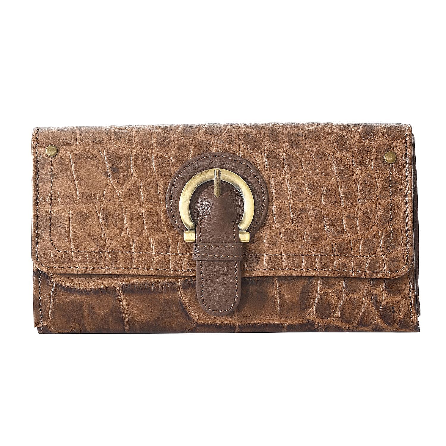 "UNION CODE -RFID Protected 100% Genuine Leather Women's Wallet SIZE: 7.5(L)x4.5(W) inches COLOR:DarkBrown"