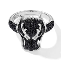 EverTrue Thai Black Spinel, Simulated Green Diamond 1.50 ctw Stag Ring in Dualtone (Size 10.0)