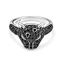 EverTrue Thai Black Spinel, Simulated Green Diamond 1.50 ctw Leopard Ring in in Dualtone (Size 10.0)