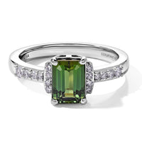 Mint Tourmaline and Luxuriant Lab Grown Diamond G-H SI 1.50 ctw Ring in Rhodium Over Sterling Silver