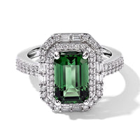 Luxoro 14K White Gold AAA Mint Tourmaline, Diamond (I2) (0.72 cts) Ring (Size 6.0) 3.80 ctw