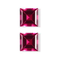 Lab Created Ruby Set of 2 (Sqr 5 mm) 1.45 ctw