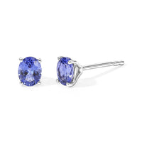 D''Joy Tanzanite 0.80 ctw Stud Earrings in Rhodium Over Sterling Silver