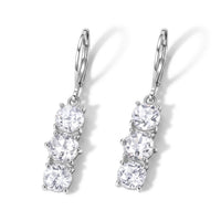 EverTrue Simulated Diamond 3 Stone Lever Back Earrings in Stainless Steel