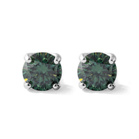 D''Joy Green Moissanite 2.00 ctw Earrings in Rhodium Over Sterling Silver