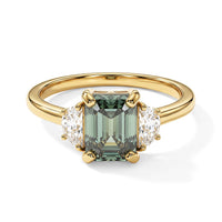 D''Joy Green and White Moissanite 2.10 ctw Ring in 18K Vermeil YG Over Sterling Silver (Size 10.0)