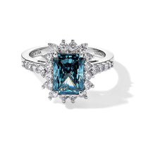 SGL Certified Luxuriant Lab Grown Blue Diamond (IR) and Lab Grown Diamond (VS) Halo Ring in Rhodium Over Sterling Silver (Size 10.0) 3.00 ctw
