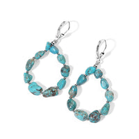 D''Joy Royal Hubei Blue Turquoise 25.00 ctw Earrings in Rhodium Over Sterling Silver