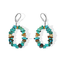 D''Joy Royal Hubei Blue Turquoise 35.00 ctw Earrings in Rhodium Over Sterling Silver