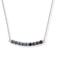 D''Joy D''Joy Premium Shades of Natural Australian Sapphire 3.00 ctw Necklace (20 Inches) in Rhodium Over Sterling Silver