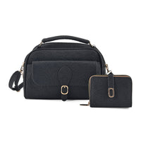 La Marey Black Faux Leather Set of 2 - Crossbody Bag and Wallet