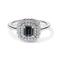 D''Joy AAA Monte Belo Indicolite, Moissanite Ring in Rhodium Over Sterling Silver (Size 6.0) 1.00 ctw