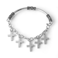 D''Joy Cross Charm Bracelet in Sterling Silver (7.00 In) 11.70 Grams