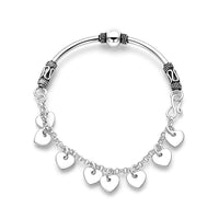 D''Joy Heart Charm Bracelet in Sterling Silver (7.00 In) 8.15 Grams