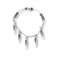 D''Joy Leaf Charm Bracelet in Sterling Silver (7.00 In) 9.15 Grams