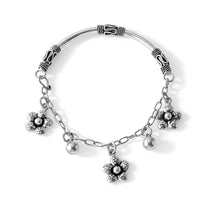 D''Joy Flower and Ball Charm Bracelet in Sterling Silver (7.50 In) 9 Grams