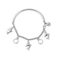 D''Joy Dolphin and Circle Charm Bracelet in Sterling Silver (7.25 In) 8.50 Grams
