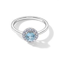 D''Joy Blue Zircon & White Zircon  Ring in Rhodium OverSterling Silver 1.36 ctw
