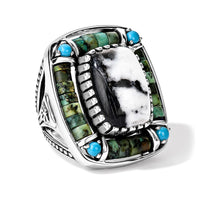 D''Joy Artisan Crafted Premium White Buffalo and Multi Gemstone 24.50 ctw Ring in Sterling Silver (Size 7.0)