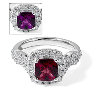 D''Joy Premium Usambara Color Change Garnet, Moissanite Ring in Rhodium Over Sterling Silver (Size 10) 2.50 ctw