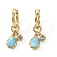 D''Joy AAA Larimar and Mangoro Aquamarine 2.50 ctw Earrings in 18K Vermeil Yellow Gold Over Sterling Silver