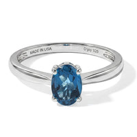 D''Joy London Blue Topaz 1.00 ctw Ring in Rhodium Over Sterling Silver (Size 7.0)