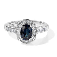 Luxoro AAA Monte Belo Indicolite and Diamond I2 1.50 ctw Ring in 10K White Gold (Size 7.0)