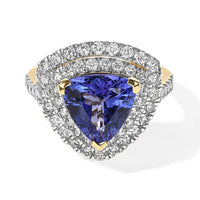 Certified & Appraised 10K Yellow Gold AAA Tanzanite, Luxuriant Lab Grown Diamond (G-H, SI) (1.06 cts) Ring (Size 6.0) 4.50 ctw