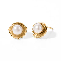 GP Fresh Water Pearl Solitaire Stud Earrings in 18K Vermeil Yellow Gold Over Sterling Silver