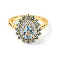D''Joy Santa Maria Aquamarine, Moissanite Ring in 18K Vermeil YG Over Sterling Silver (Size 6.0) 1.20 ctw
