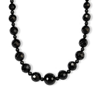 EverTrue Black Agate 165.00 ctw Beaded Necklace in Stainless Steel 20 Inches