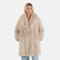 La Marey Brown Luxe Faux Fur Trench Jacket - S/M