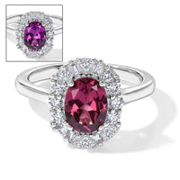 D''Joy Premium Usambara Color Change Garnet, Moissanite Ring in Rhodium Over Sterling Silver (Size 10.0) 2.10 ctw