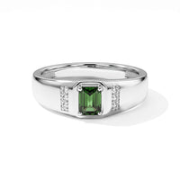 D''Joy AAA Mint Tourmaline and Diamond 0.60 ctw Men''s Ring in Rhodium Over Sterling Silver (Size 10.0)