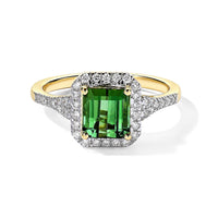 Luxoro AAA Sapo Green Tourmaline and Diamond (I2) 2.35 ctw Ring in 10K Yellow Gold (Size 7.0)