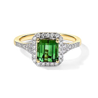 Luxoro AAA Sapo Green Tourmaline and Diamond (I2) 2.35 ctw Ring in 10K Yellow Gold (Size 7.0)