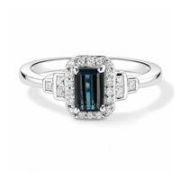 D''Joy AAA Monte Belo Indicolite, Moissanite Ring in Rhodium Over Sterling Silver (Size 7.0) 0.90 ctw