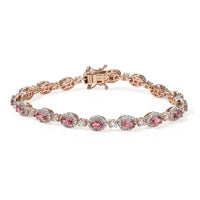 D''Joy Pink Tourmaline and Multi Gemstone 6.00 ctw Bracelet in 18K Vermeil Rose Gold Over Sterling Silver (7.25 In)