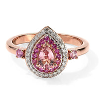 D''Joy Pink Tourmaline and Multi Gemstone 0.75 ctw Ring in 18K Vermeil Rose Gold Over Sterling Silver (Size 7.0)