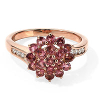 D''Joy Premium Pink Tourmaline and Moissanite 1.15 ctw Floral Ring in 18K Vermeil RG Over Sterling Silver (Size 7.0)